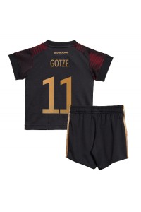 Saksa Mario Gotze #11 Jalkapallovaatteet Lasten Vieraspeliasu MM-kisat 2022 Lyhythihainen (+ Lyhyet housut)
